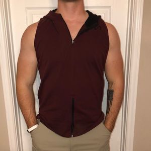 TLF Cut Off Hoodie 1/4 Zip Burgundy